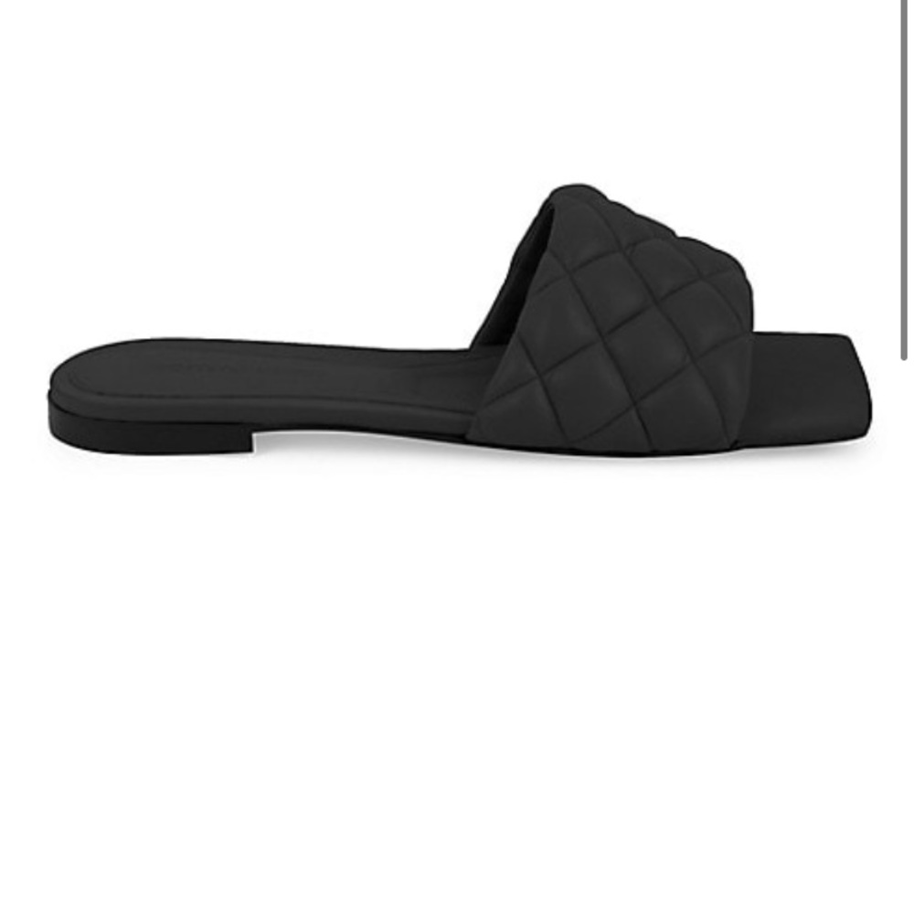 BOTTEGA VENETA Quilted Padded Flat Sandals In Black Leather 37.
